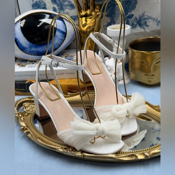 🆕 LOEFFLER RANDALL 🧿 NWOT Kimora White Pleated Bow Heel, Sz 6 - Picture 6 of 16